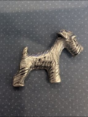 Pewter Terrier Brooch Pin - Elegant Dog Silhouette